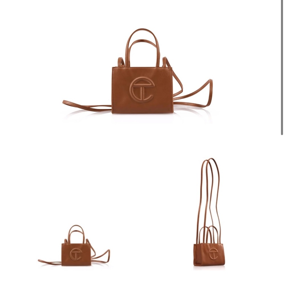 Telfar small tan shopping bag